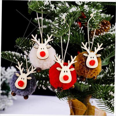 Christmas felt deer pendant Elk Lamb pompon gift