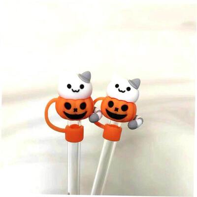 Halloween silicone straw cap 10mm straw cover硅胶吸管套
