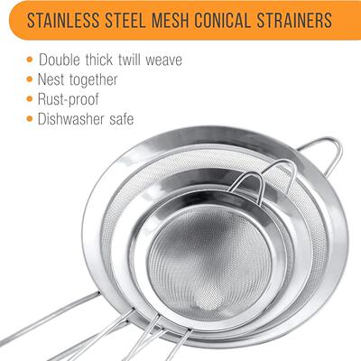 Conical Strainers Fine Twill Mesh Sieve Colanders Kitchen