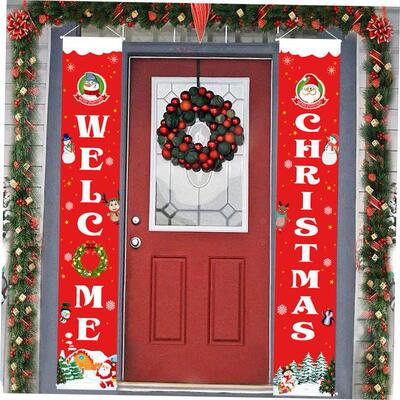 Christmas Couplet Door Curtain Porch decoration Flag Banner