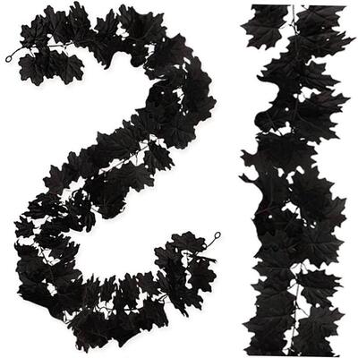 Halloween Decoration Black Simulation Maple Leaf Rattan Harv