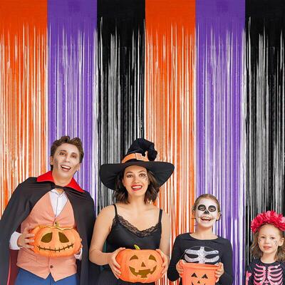 2 m orange black rain curtains for Halloween party backgroun
