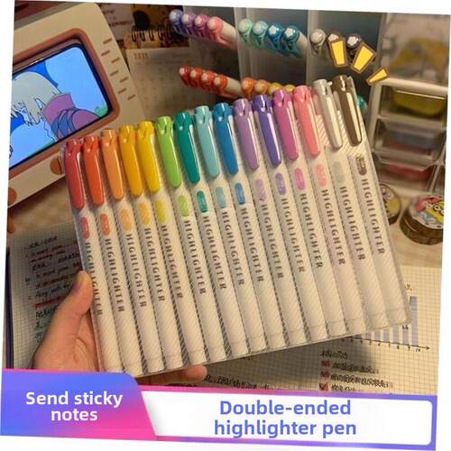 candy color double-headed highlighter marker pen双头荧光笔