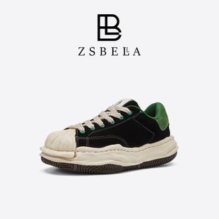 厚底帆布鞋 板鞋 女增高 女ins潮春秋季 ZSBELLA赛斯贝拉贝壳头溶解鞋