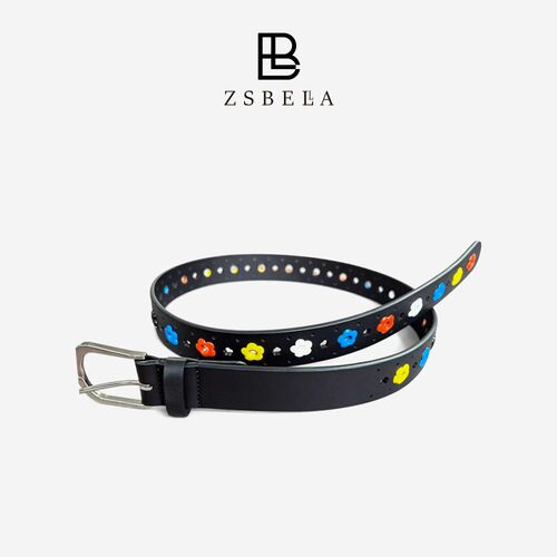 ZSBELLA真皮小花皮带腰带女