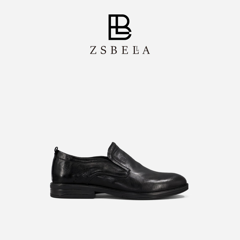ZSBELLA男士头层牛皮德比皮鞋3cm软底商务正装通勤可运动休闲单鞋