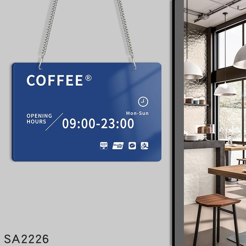 亚克力营业时间告示牌简约