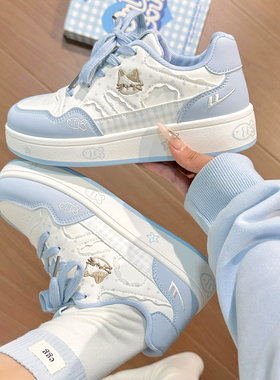 回力可爱猫咪小白鞋女2026春季新款百搭休闲鞋初中生厚底运动板鞋