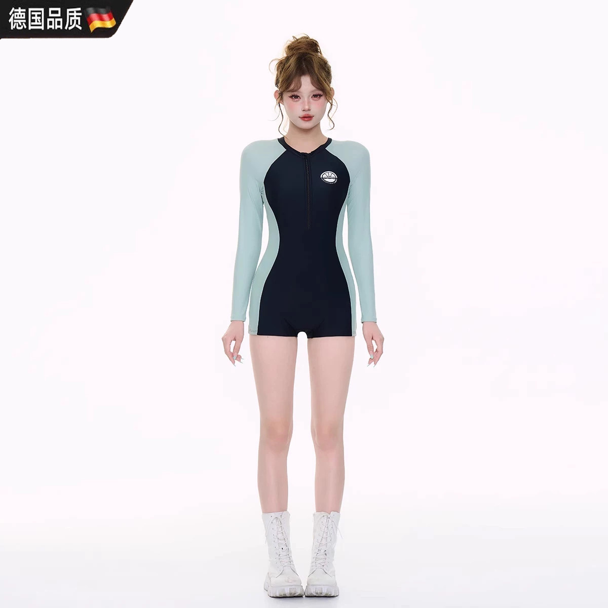 德国2026新款泳衣女连体平角裤显瘦遮肚游泳专用保守防晒温泉泳装
