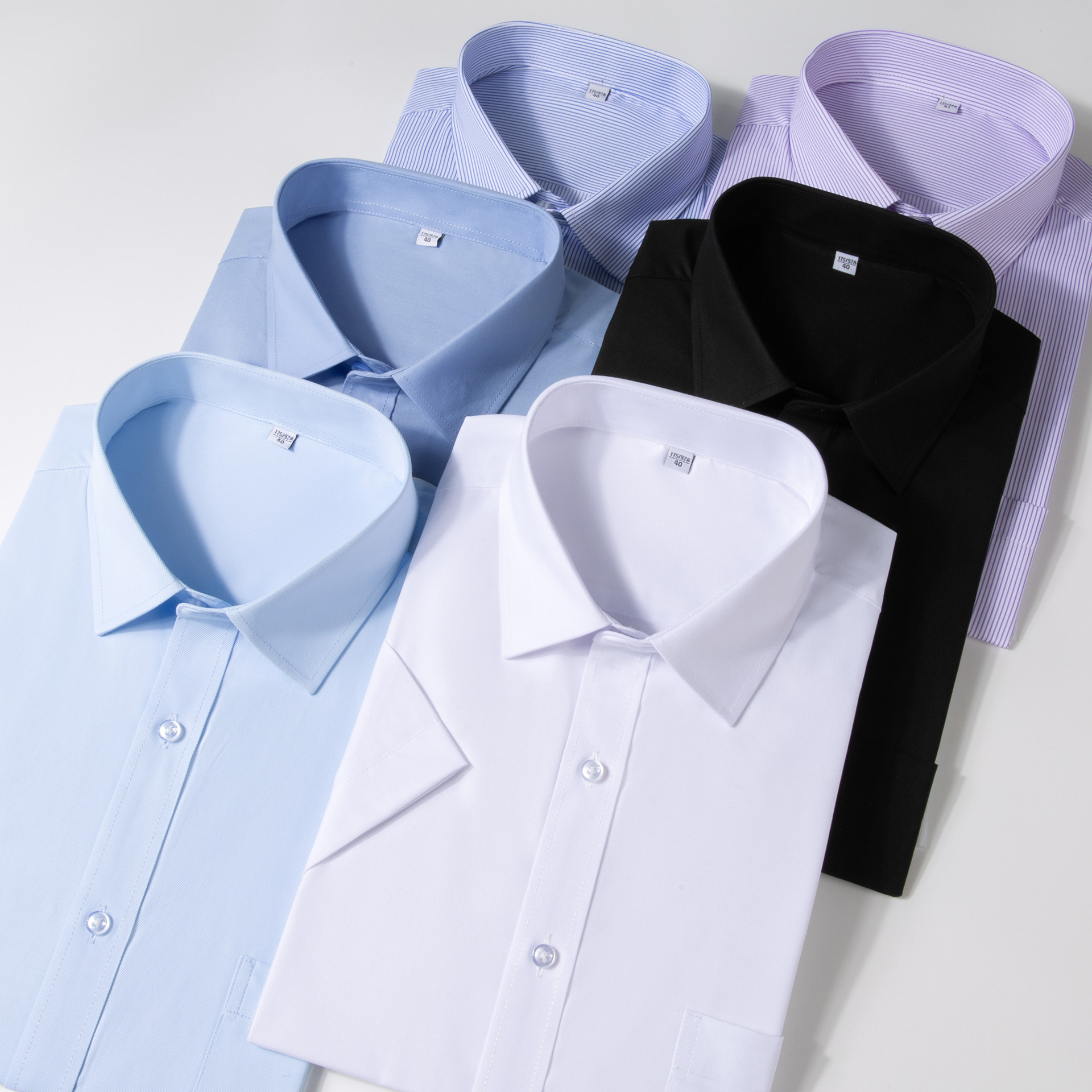 男装棉质透气免烫上班短袖衬衫