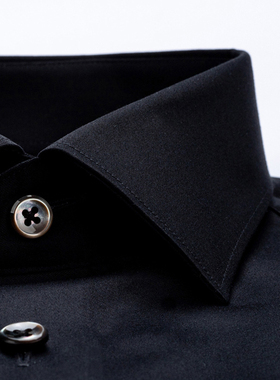 男士纯棉200支4股DP免烫全棉衬衫 夏天男装黑色短袖总裁参会衬衣