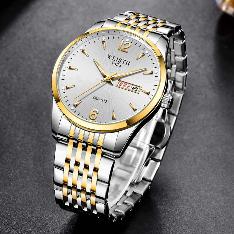 【沃力仕】防水双日历夜光男士商务腕表休闲时尚电子石英手表男潮