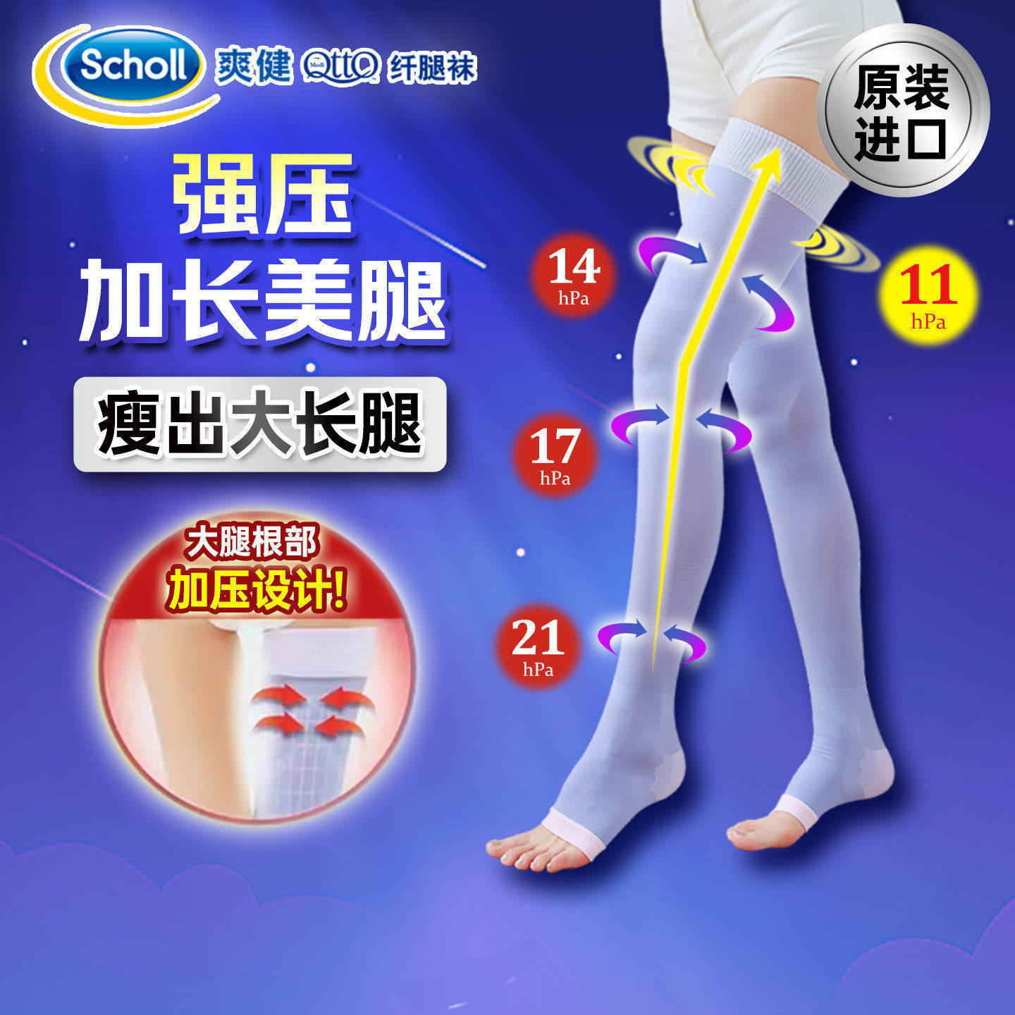 MediQttO睡眠压力袜 日本爽健强压瘦腿袜 长筒连裤袜 孕妇美腿