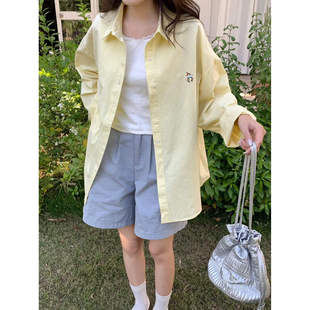 女韩版 减龄纯棉刺绣刺绣纯棉衬衫 休闲慵懒显瘦衬衣 新款 2026春季