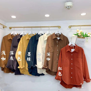 专柜撤回bf宽松加厚洗水棉衬衫 女复古春春洋气学院风衬衣外套上衣