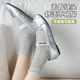 长筒袜 中筒袜纯棉灰色白色长袜芭蕾配小皮鞋 堆堆袜女袜子夏季 薄款