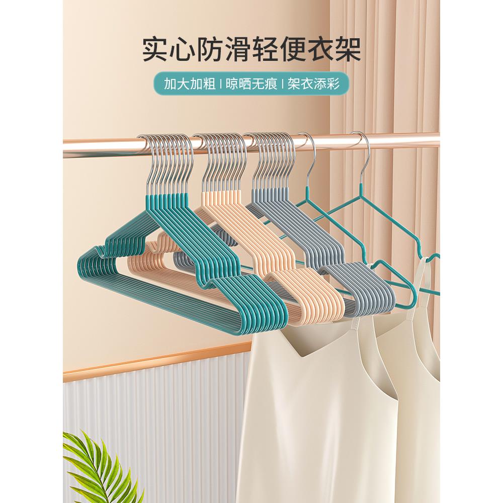 不锈钢衣架家用无痕防滑挂衣晾晒衣阳台衣柜专用成人衣撑加厚加粗