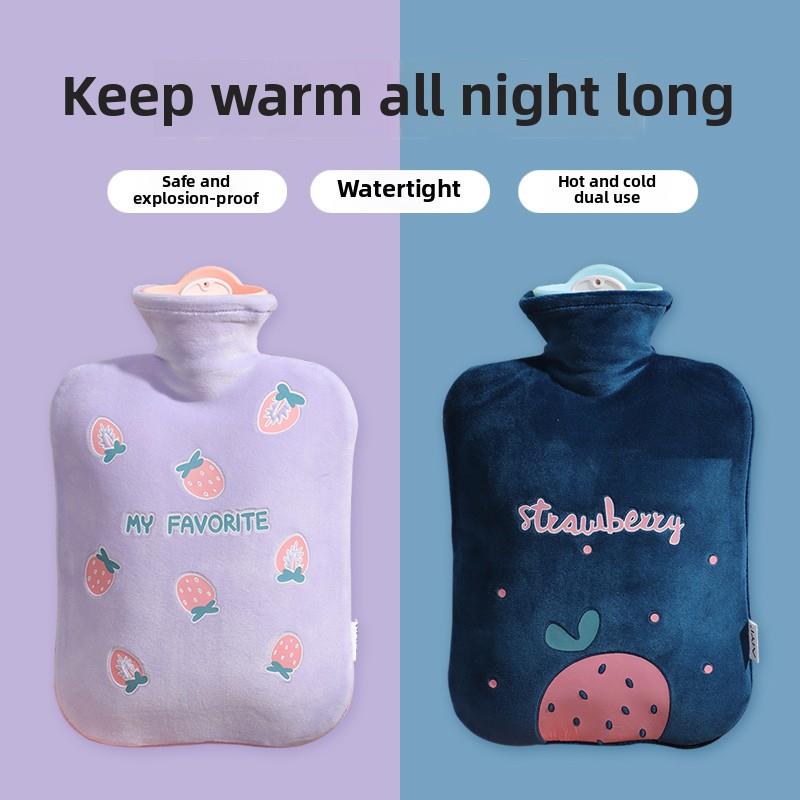 装满水的热水瓶，可爱毛绒暖脚器，大暖手器，热敷，暖腰器，腹部