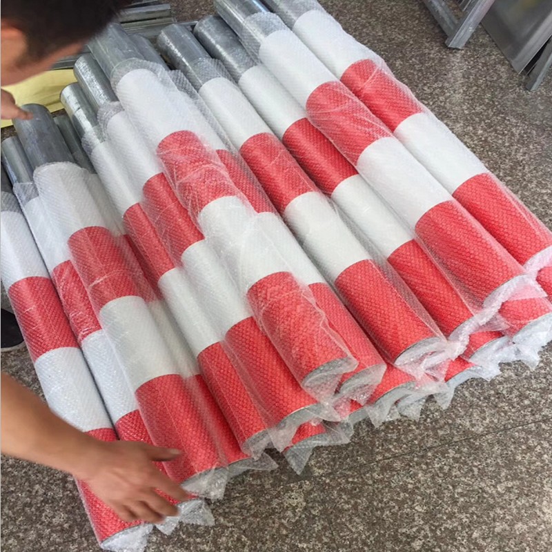 76管1.2米高预埋安装反光警示立柱省道路口分道标红白贴膜警示柱