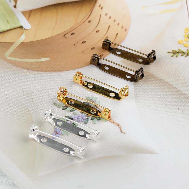 安全别针胸针锁头DIY饰品配件刺绣材料28mm/15mm可粘贴式2孔/1孔
