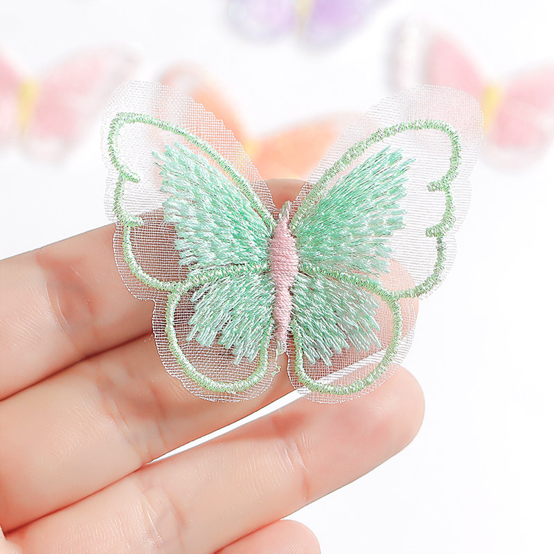 刺绣布艺欧根纱仿真蝴蝶布贴刺绣贴补丁贴diy手作头饰发夹服饰
