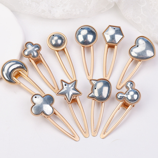 宋锦发夹底胚 鸭嘴夹侧边刘海夹手工diy刺绣包布托一字抓夹新中式