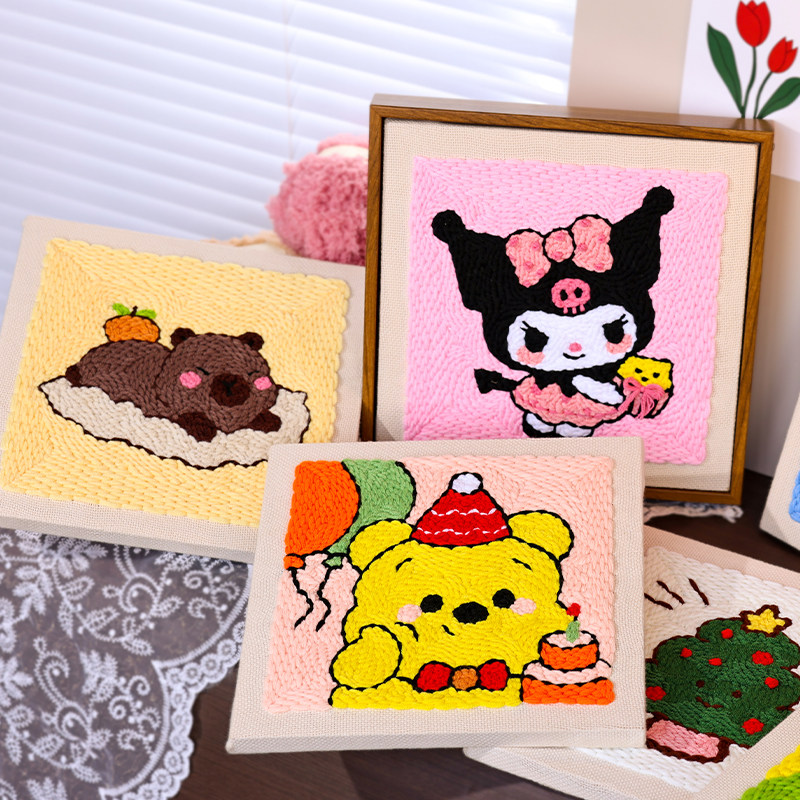 儿童手工diy戳戳绣材料包手工绣亲子益智活动卡通可爱毛线装饰画,居家布艺,缝纫DIY材料套装,淘宝优惠券,粉丝福利购,淘宝优惠卷