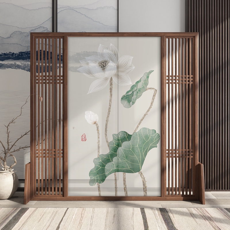 新中式屏风隔断客厅卧室遮挡家用简约现代进门玄关禅意移动座屏