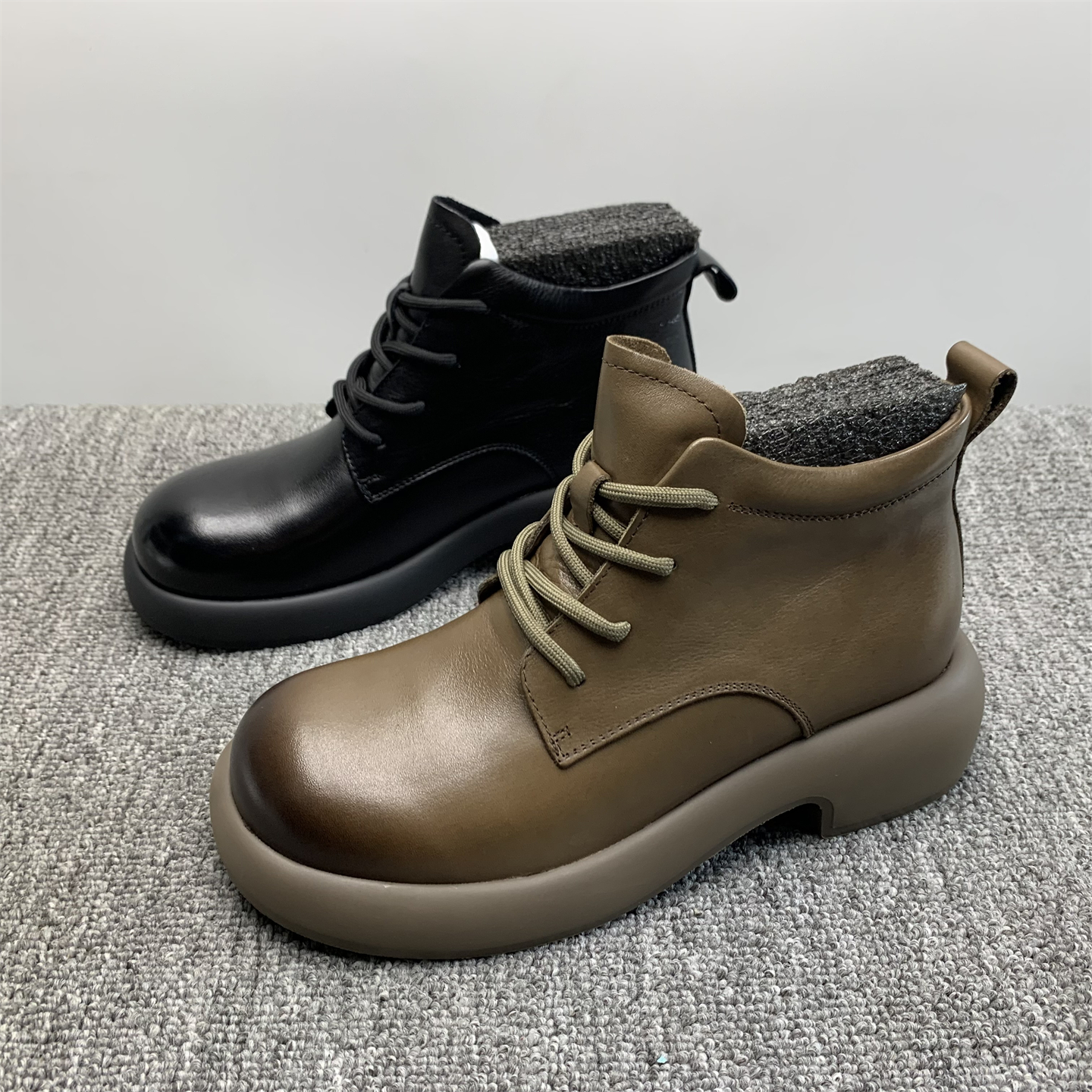 品牌撤柜处理头层牛皮马丁靴女2025秋冬款软底防滑英伦风高帮短靴