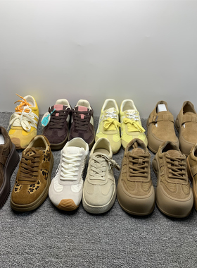 断码处理真皮时尚复古德训鞋女2025新款春季平底防滑透气休闲板鞋