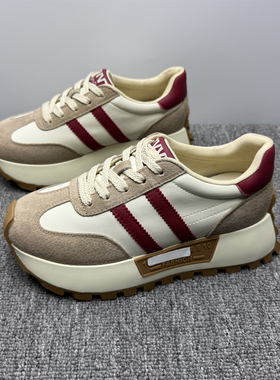 撤柜断码处理厚底增高真皮阿甘鞋女2026春季新款防滑休闲运动鞋潮