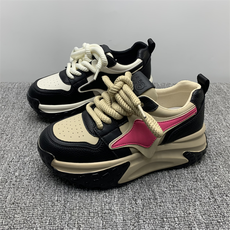 品牌撤柜断码处理真皮厚底增高老爹鞋女春秋季新款时尚休闲运动鞋