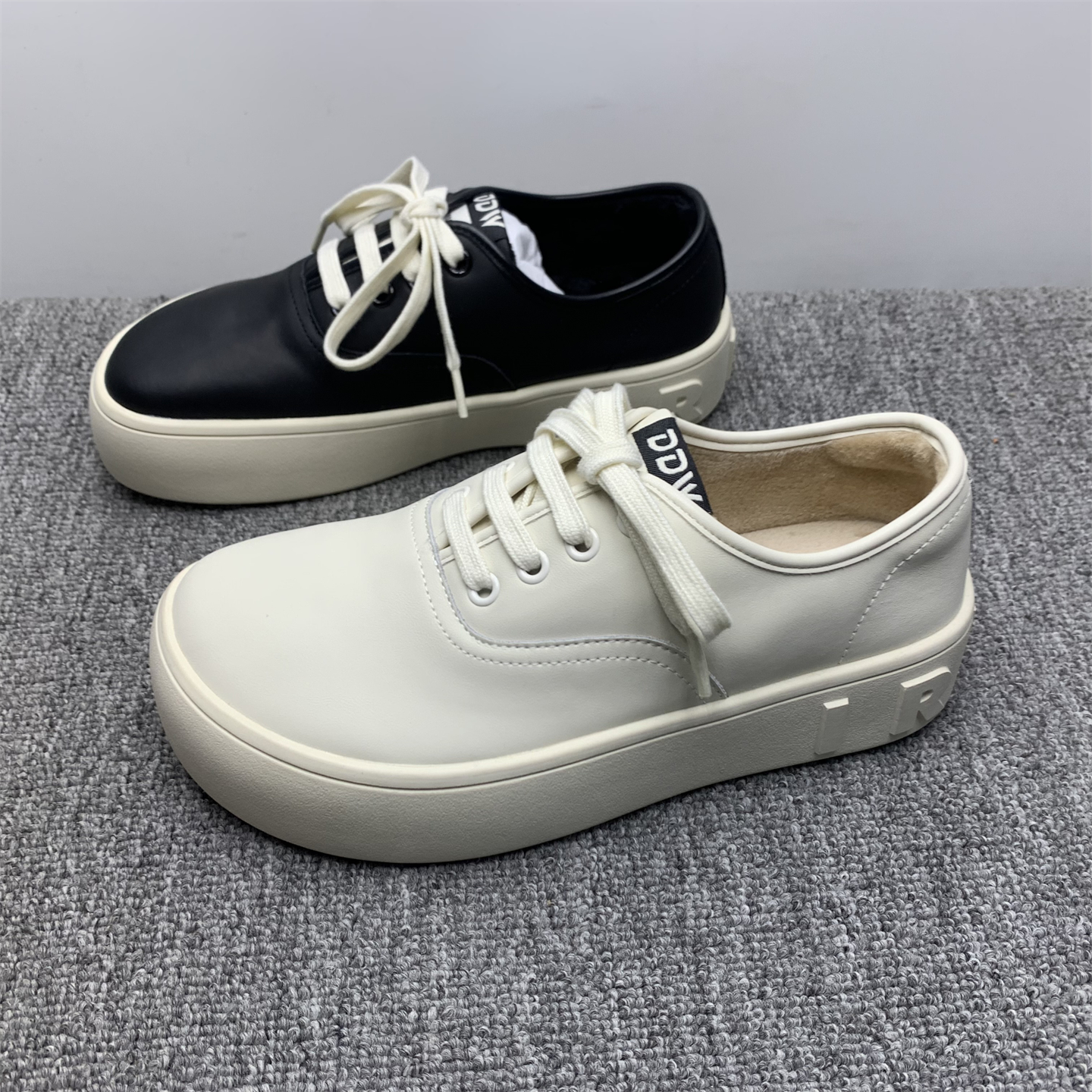 断码处理加绒真皮板鞋女2025秋冬新款厚底韩版细带简约保暖小白鞋