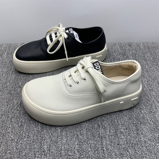 断码处理加绒真皮板鞋女2025秋冬新款厚底韩版细带简约保暖小白鞋