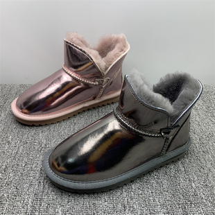 撤柜处理真皮儿童雪地靴女羊皮毛一体软底防滑防水加厚男女羊毛靴