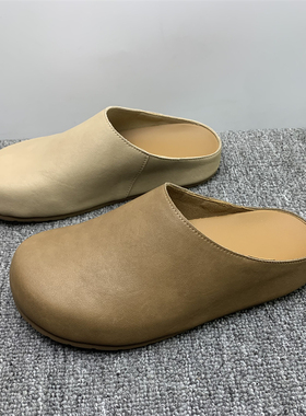 专柜断码处理真皮法式复古包头半拖鞋2025新款厚底外穿懒人博肯鞋