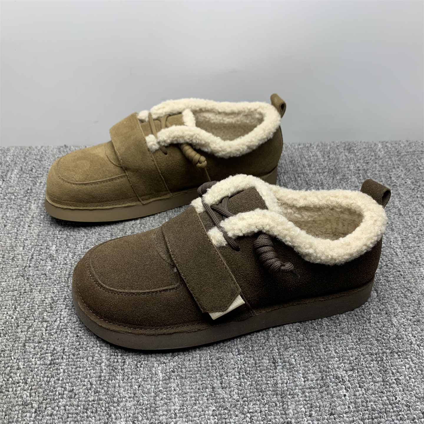 撤柜处理加绒真皮博肯鞋女2025冬新款软底防滑一脚瞪保暖毛毛棉鞋