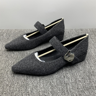 粗跟百搭仙女风玛丽珍鞋 女2026新款 尖头一字扣带单鞋 撤柜处理38码