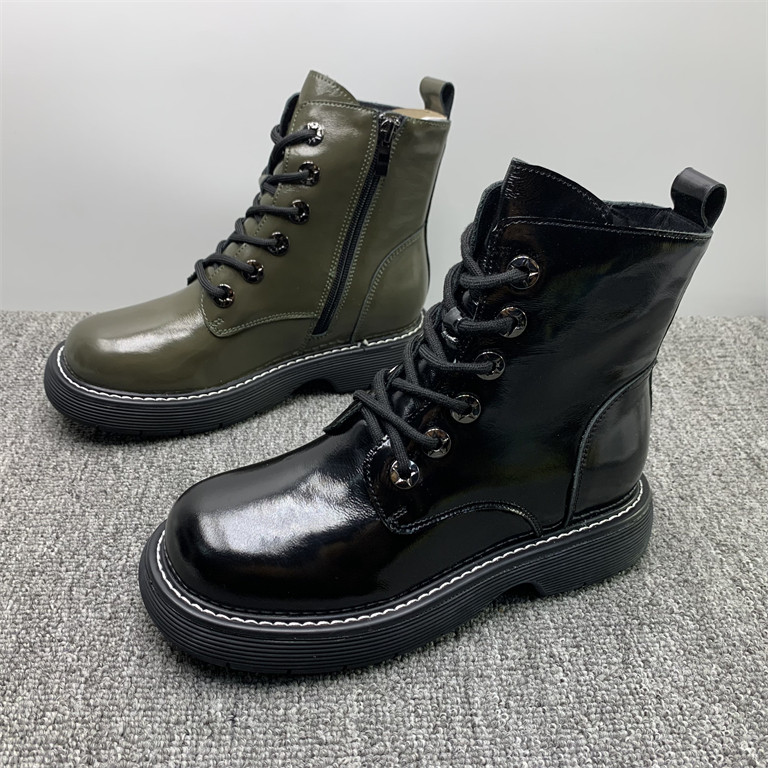 品牌撤柜头层牛皮马丁靴女2025新款英伦风侧拉链时尚休闲机车单靴