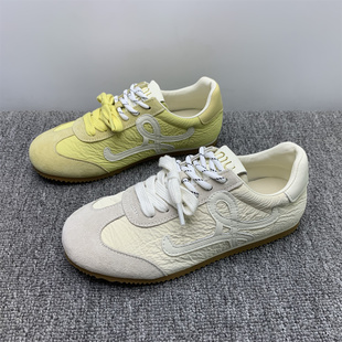 潮平底圆头舒适休闲运动阿甘鞋 女2025新款 处理真皮德训鞋 撤柜断码