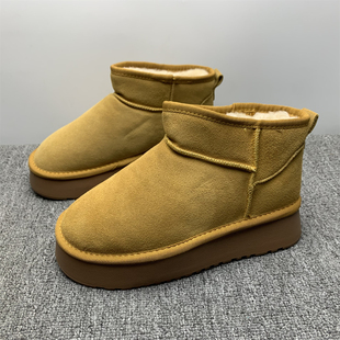 断码处理40码厚底雪地靴女2025冬季加绒保暖短靴真皮厚底增高棉鞋