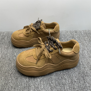 商场撤柜处理3435码 女2025秋冬新款 复古运动鞋 真皮厚底增高德迅鞋