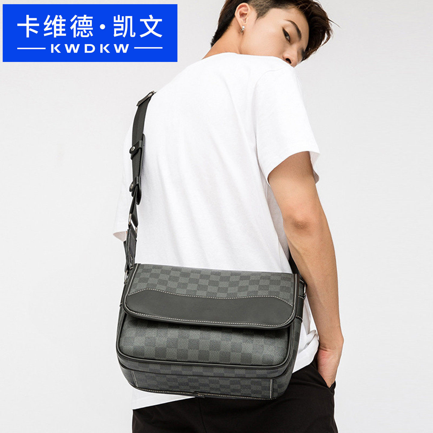 卡维德凯文男士邮差包单肩包韩版潮流机车包斜挎包相机包电脑包