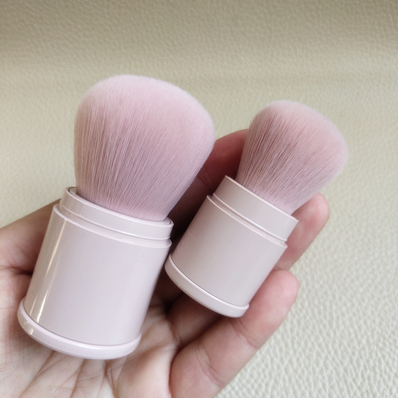 超软 裸粉色伸缩带盖散粉刷蜜粉刷腮红刷便携化妆工具