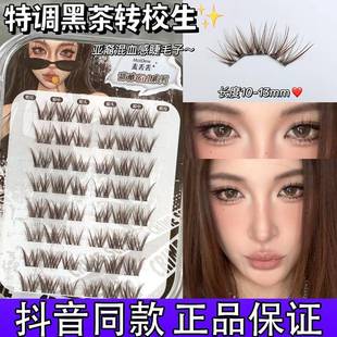 麦丢丢黑茶转校生混血感亚裔辣纯欲浓密单簇仿真分段假睫毛卷翘d