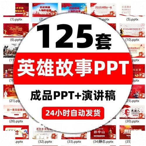 红色故事英雄人物PPT课件抗日革命经典爱国主题班会word演讲稿