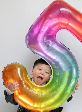 5岁男孩宝宝周岁生日装饰场景布置数字气球大号女孩小红书ins拍照