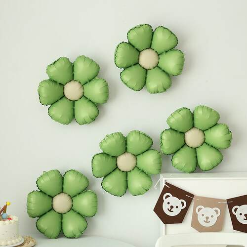 复古哑光六瓣花铝膜气球