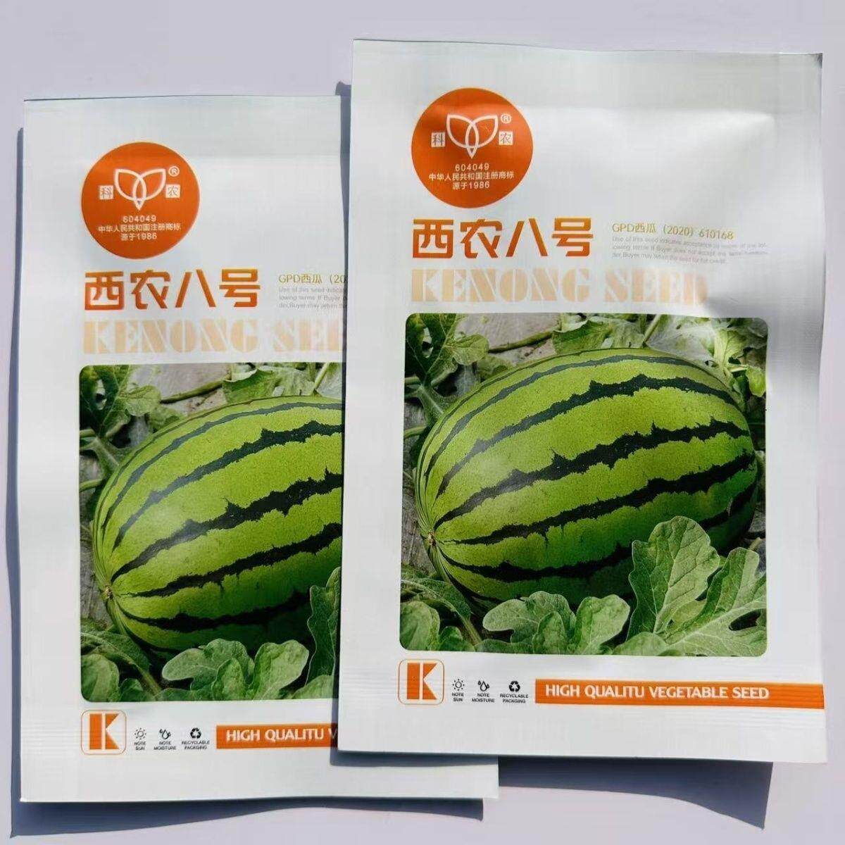 科农西农八号绿花皮西瓜种子,座果性好椭圆形瓤红质脆汁多爽口