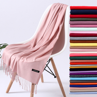 Fashion Solid Color 2022 Women Scarf Winter Hijabs Tassels L